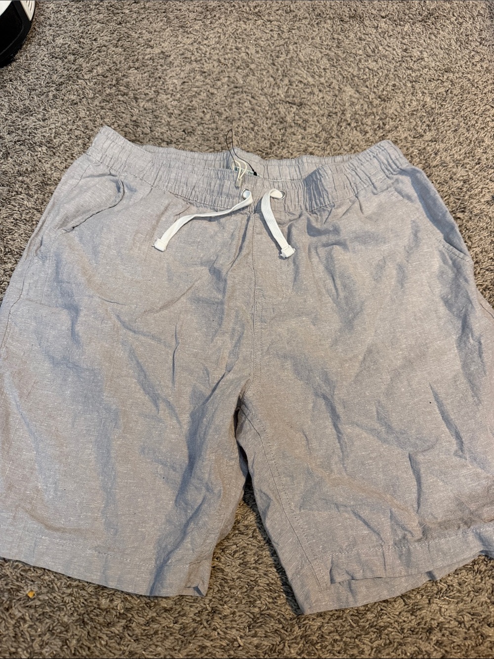 Men's Light Gray Flat Front Drawstring Shorts